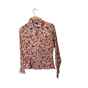 Wet Seal Juniors Girls floral Shirt Pearl‎ Snap Size M Long sleeve y2k vintage
